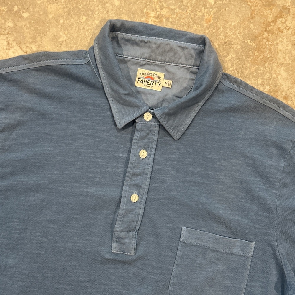 Faherty Blue Polo Shirt Men's Medium